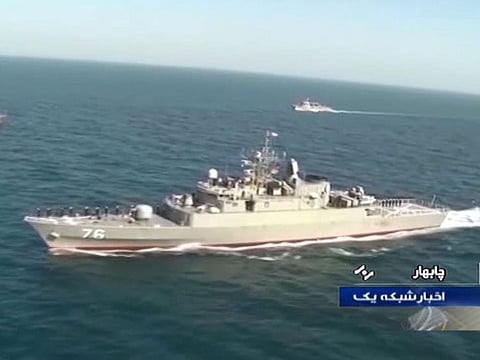 In this file image grab taken on December 27, 2019 from footage obtained from Iranian State TV IRIB, shows a view of the Islamic Republic of Iran Navy frigate "Jamaran" during Iran-Russia-China joint naval drills in the Indian Ocean and the Gulf of Oman. An Iranian warship was accidentally hit by a missile.