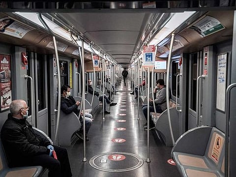 The subway with social distancing notices in Milan, Italy, April 27, 2020. Debilitating symptoms can last long after a person’s body has gotten rid of the coronavirus, a reality Italians are now confronting. 