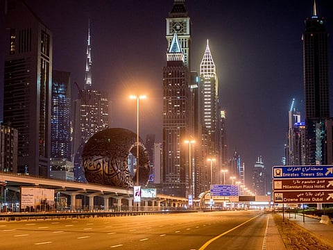 Dubai's Sheikh Zayed Road at night