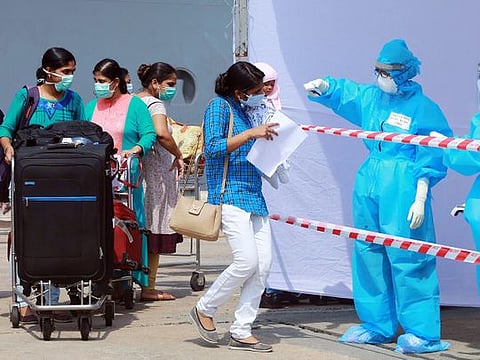 Picture for illustrative purposes: Stranded Indian nationals arriving back in the country 