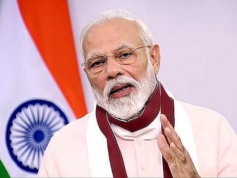 Prime Minister Narendra Modi addresses the nation, in New Delhi on Tuesday. 