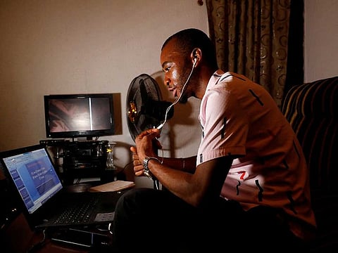 File picture: Nigerian teacher, Emmanuel Ntaji, speaks to his students during an e-learning class via the Zoom app, at his home during a lockdown imposed by the authorities to limit the spread of the coronavirus disease (COVID-19) in Lagos, Nigeria April 23, 2020. 