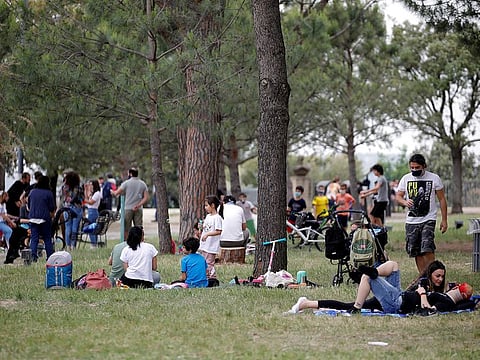 People gather in Virgiliano Park, as the country begins a staged end to a nationwide lockdown due to the coronavirus disease (COVID-19), in Naples, Italy, May 17, 2020. 