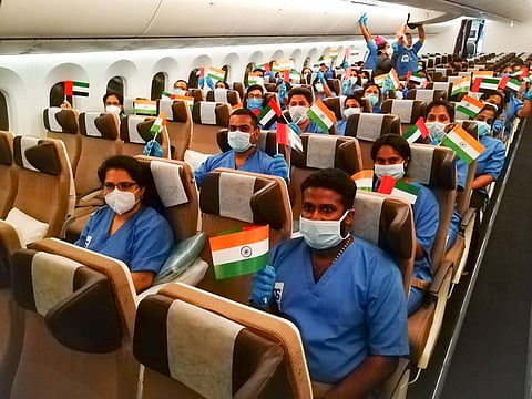 Indian medical team who have come to the UAE for COVID-19 mission.
