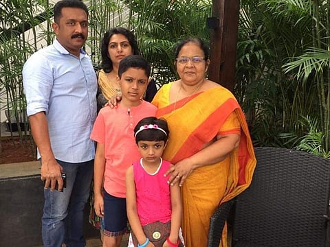 Rajan Kurian with wife Berly Rajan Kurian, son Brian, daughter Bella and mother Valsa