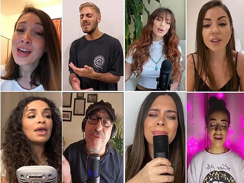 A combo shot of all the UAE artistes who have banded together for this coronavirus cover