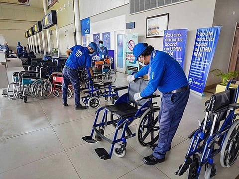Wheelchairs at airport, image for illustrative purposes alone