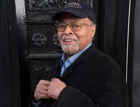 In this 2019 photo courtesyy of Smoke Sessions Records, musician Jimmy Cobb poses for the release of this album "This I Dig of You" in New York City.  Cobb, a percussionist and the last surviving member of Miles Davis’ 1959 “Kind of Blue” groundbreaking jazz album which transformed the genre and sparked several careers, died Sunday, May 25, 2020, at his Manhattan home. He was 91. (Courtesy of Smoke Sessions Records via AP)