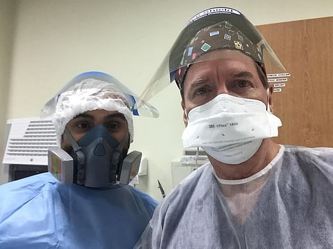 Dr Ken Dittrich with other staff members at Sheikh Khalifa Medical City 