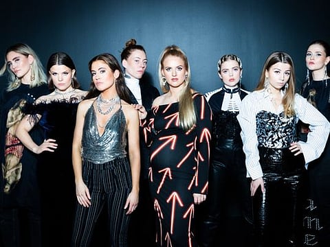 A photo provided by Sunna Ben shows the Icelandic feminist rap collective Daughters of Reykjavik. Last year the group changed its name to Daughters of Reykjavik and cut its ranks to nine rappers. 