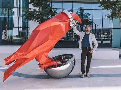 Neel Shukla with the falcon