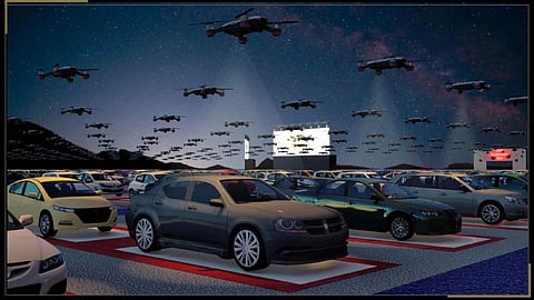 Students will arrive in their cars and take their allotted slots. When their name is called out, a drone will deliver the certificate to the car