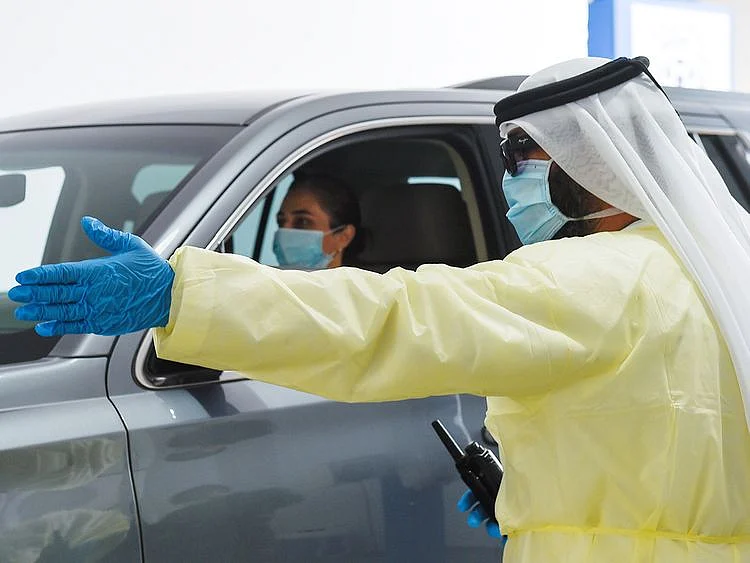 drive-through screening center, covid-19 in uae, swab test