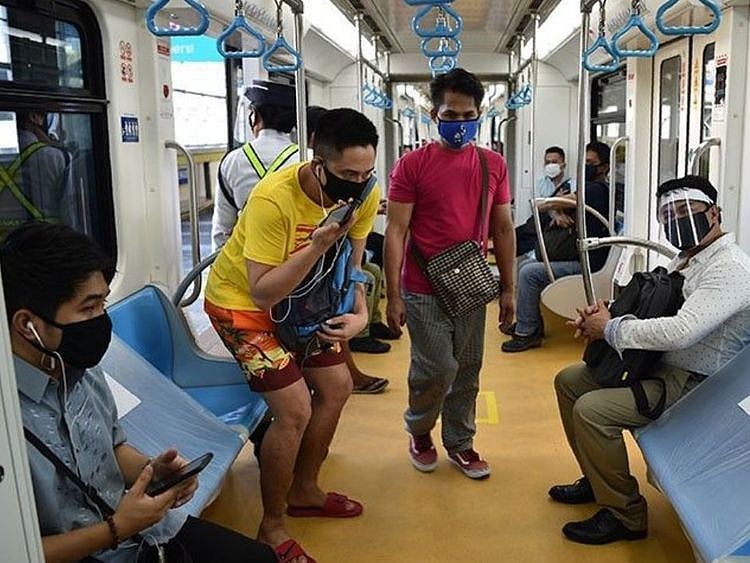 Philippines PPE metro train social distancing mass transport covid-19
