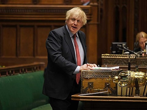  Britain's Prime Minister Boris Johnson speaking during Prime Minister's Questions (PMQs) in the House of Commons
