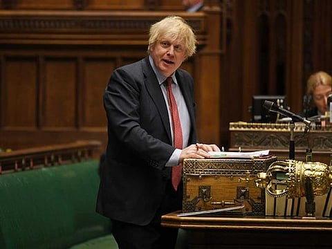  Britain's Prime Minister Boris Johnson speaking during Prime Minister's Questions (PMQs) in the House of Commons