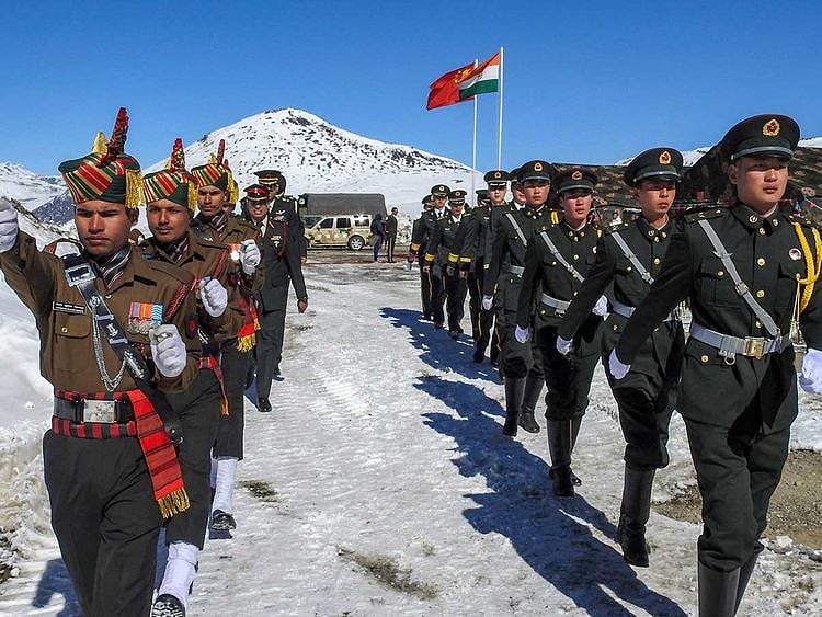 Indian and Chinese soldiers Bumla border China