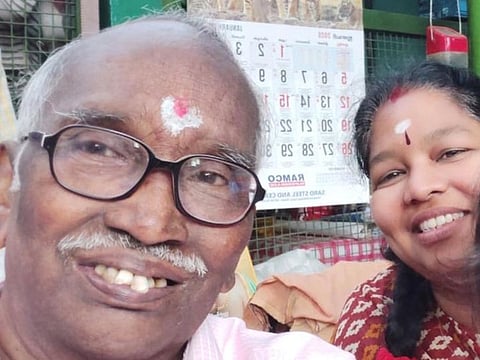 Nirmala and her father during happy times.