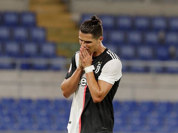 Cristiano Ronaldo is close to tears after the final whistle of the Coppa Italia final between Napoli and Juventus.