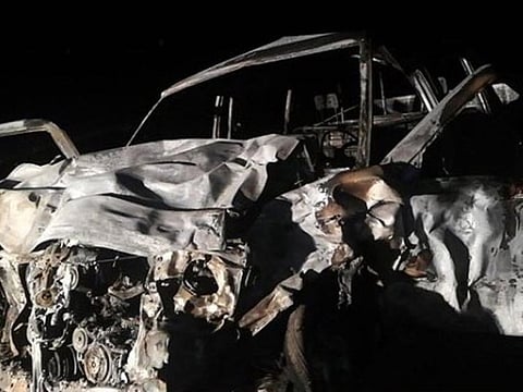 A Saudi family of five members were riding in one vehicle while there were four Pakistani workers inside the second.