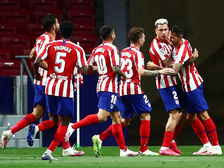 Atletico Madrid's Vitolo celebrates scoring against Real Valladolid