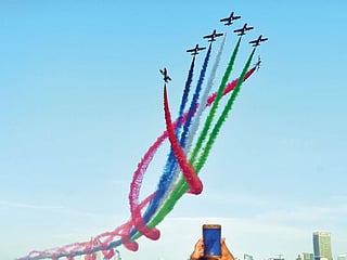 Air Force’s Al Fursan flies over UAE hospitals
