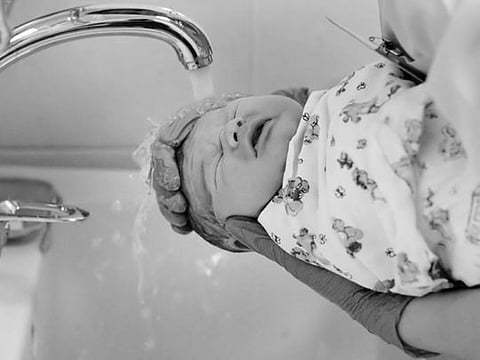Latest research tells us that washing babies after birth should actually be avoided so as to keep the vernix membrane they are born with intact.