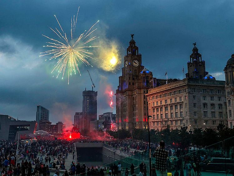 Celebrations in Liverpool after the Reds won the Premier LEague title