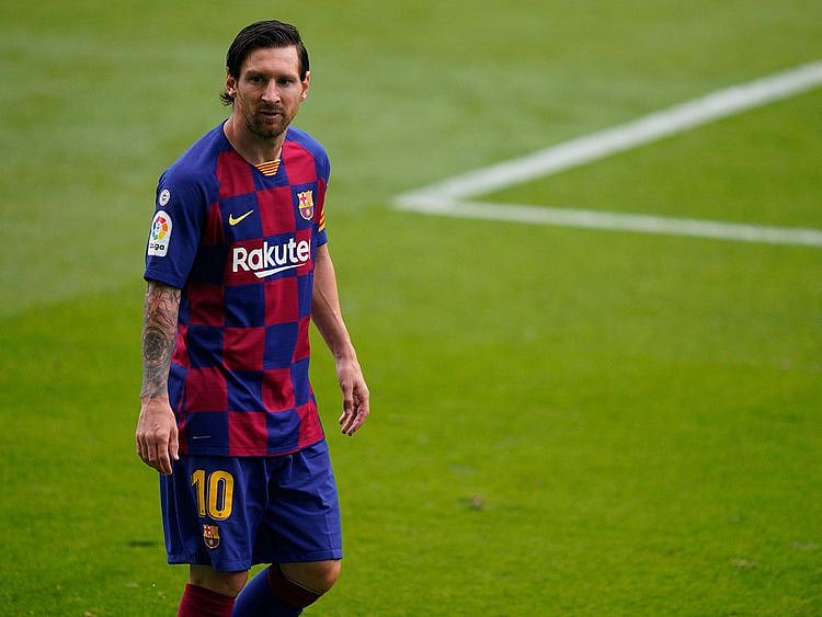 Barcelona's Argentine forward Lionel Messi walks on the pitch during the Spanish League football match between Celta Vigo and Barcelona at the Balaidos stadium in Vigo on June 27, 2020. (Photo by STR / AFP)