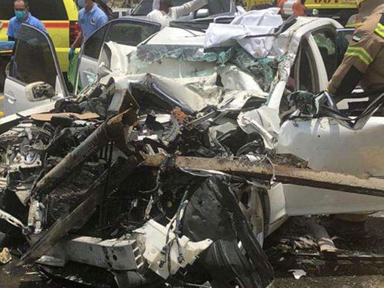 Accident between truck and car in Khor Fakkan