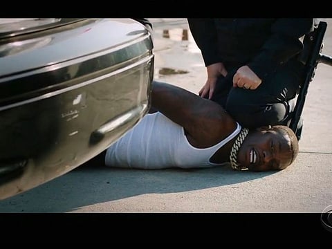 Rapper DaBaby performs "Rockstar" as an actor playing a police officer presses his knee on DaBaby's neck, replicating the last few moments of George Floyd's life, during the BET Awards. 