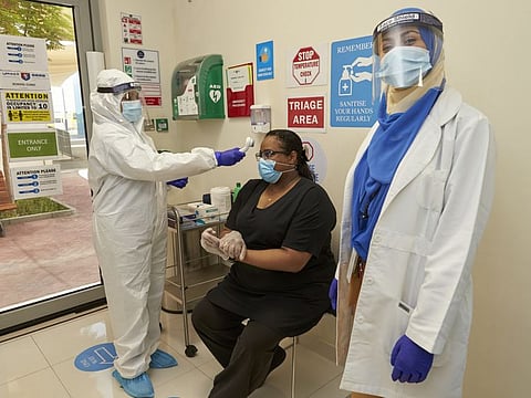 The triage point at the GEMS Founders School clinic in Al Barsha.  