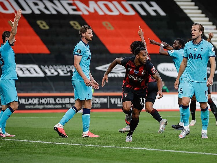 Bournemouth’s Callum Wilson celebrates his goal before it was disallowed by VAR