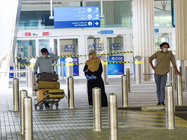 Arrivals at Dubai Airport on Sunday as first flights from India since March 19 arrive 