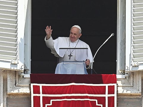 Pope Francis ushered in the New Year on Friday with a traditional Angelus blessing from the papal library.