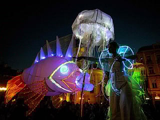Giant light puppets impress at Street Theater Festival