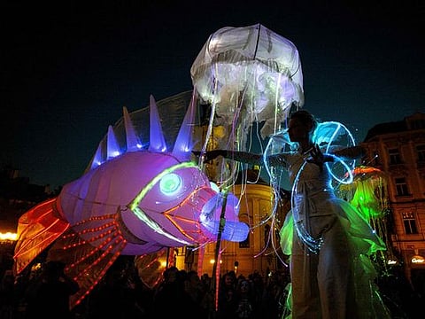 Giant light puppets impress at Street Theater Festival
