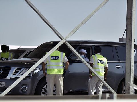 A COVID-19 check point has been set up near the last exit for people entering Abu Dhabi from Dubai. 