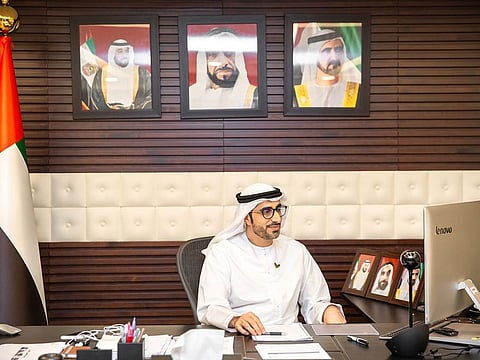 Nasser Bin Thani Al Hamli, UAE Minister of Human Resources and Emiratisation, during an international summit hosted by the International Labour Organisation