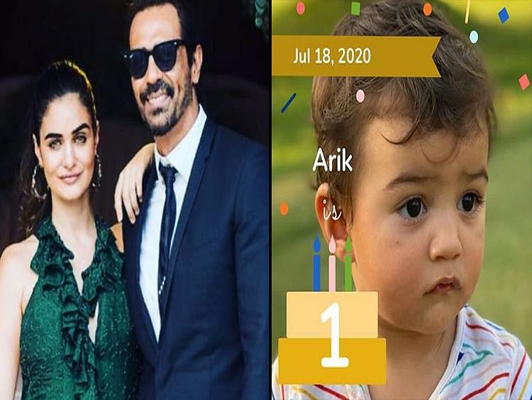 Arjun Rampal with Gabriella Demetriades and his son Arik