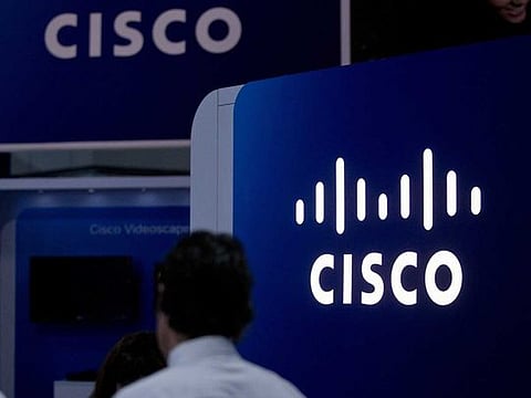 The Cisco System logo is seen on the exhibit floor at the National Cable and Telecommunications Association Cable Show in Washington, D.C. (Picture for illustrative purpose only)