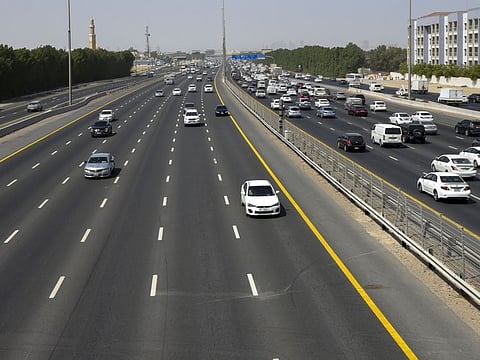 Traffic on Mohammed bin Zayed Road in Sharjah on Wednesday 