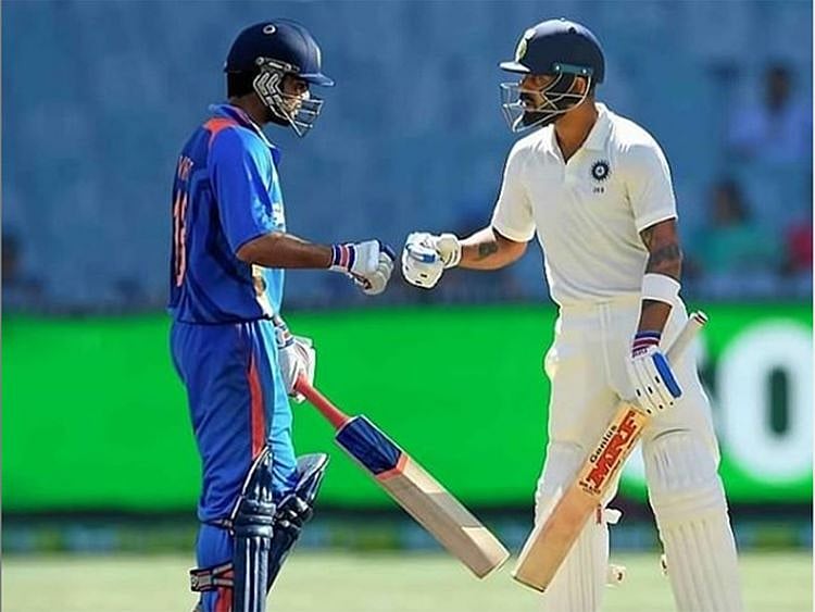 Virat Kohli bumps fists with his younger self on an Instagram post
