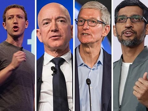 The four tech leaders — Mark Zuckerberg (Facebook), Jeff Bezos (Amazon), Tim Cook (Apple), and Sundar Pichai (Alphabet, the parent company of Google and YouTube) — appeared virtually during Wednesday's congressional hearing