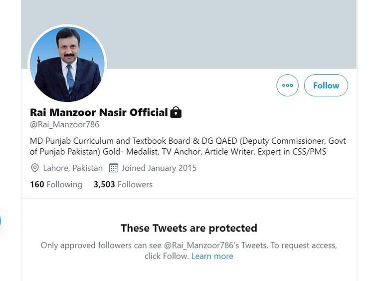 Rai Manzoor Nasir's Twitter account