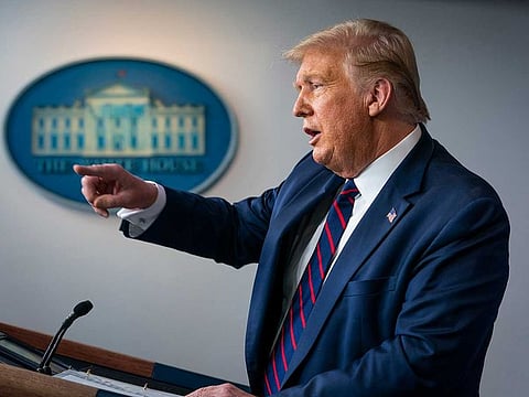 US President Donald Trump speaks during a news conference at the White House in Washington on July 30, 2020. Trump refused to back down on Thursday afternoon from his suggestion earlier in the day that the presidential election be delayed, something he has no authority to order and that top Republicans quickly rejected. 
