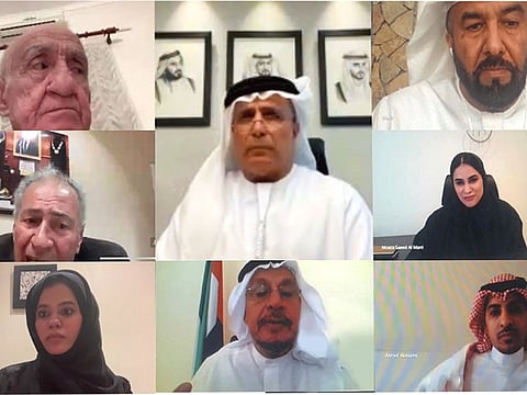  A virtual meeting of the Board of Trustees of Mohammed Bin Rashid Creative Sports awards in progress.