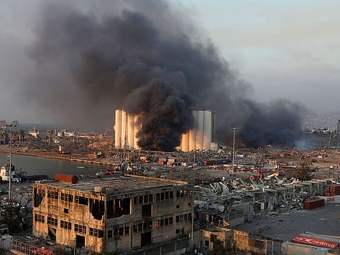 Smoke rises from the site of an explosion in Beirut's port area, Lebanon.