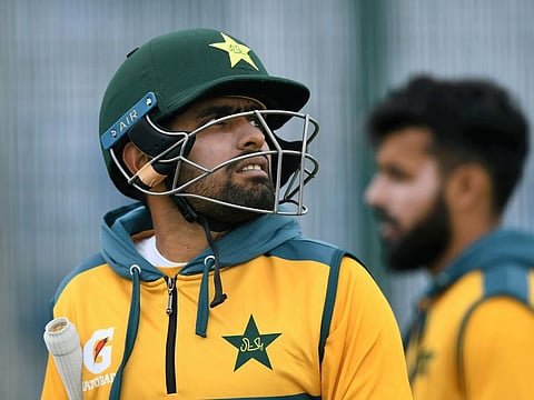 Babar Azam, Pakistan's best batsman at the moment, during a nets session at Old Trafford in Manchester, England ahead of the first Test which gets underway on Wednesday.