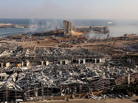 A general view shows the damage at the site of Tuesday's blast in Beirut's port area